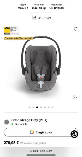 Portabebés Cybex Mirage Grey (Plus)