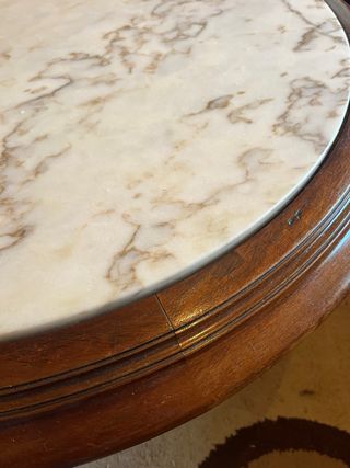 Mesa de centro redonda mármol y madera