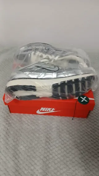 Zapatillas Nike plateadas y blancas