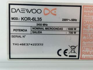Microondas Daewoo 1000W