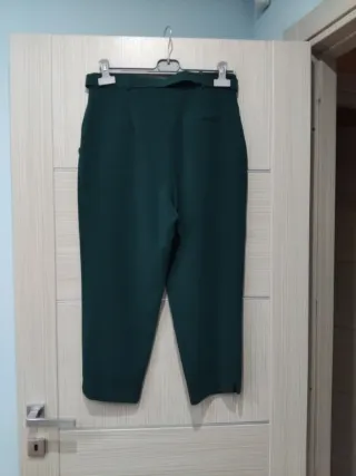 Pantaloni alla caviglia donna verdi con cintura