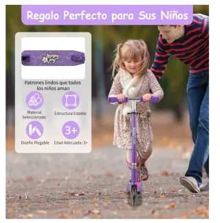 Patinete infantil morado con luces