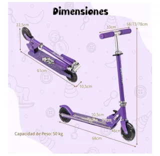 Patinete infantil morado con luces