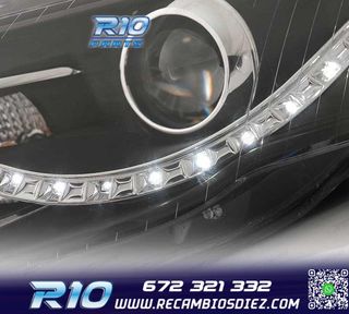 FAROS AUDI A4 B7 LUZ DIURNA LED FONDO NEGRO 04-07