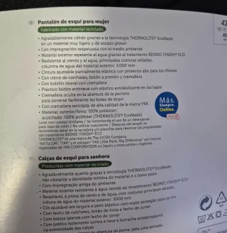 Pantalón Esquí Mujer T.42 Negro