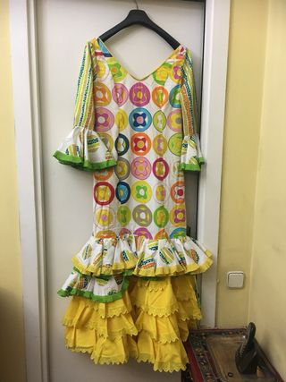 Vestido de gitana verde lunares XL