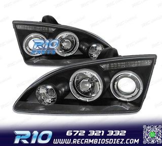 FAROS PARA FORD FOCUS 04-08 OJOS ANGEL FONDO NEGRO