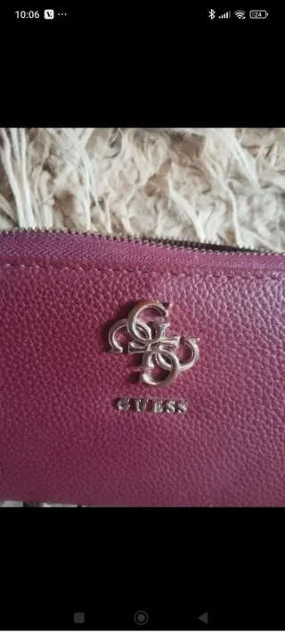 Portafoglio Guess grande rosso bordeaux similpelle