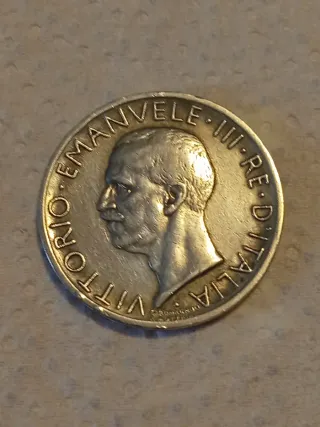 Moneda 5 Liras Italia 1927 Plata