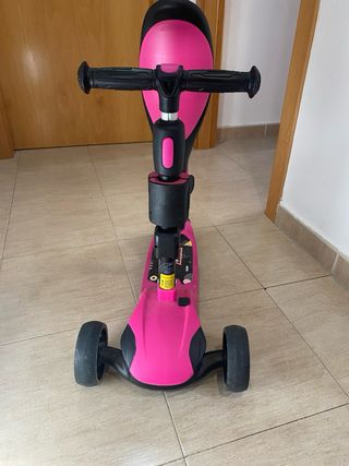 Patinete 3 Ruedas Rosa con Asiento