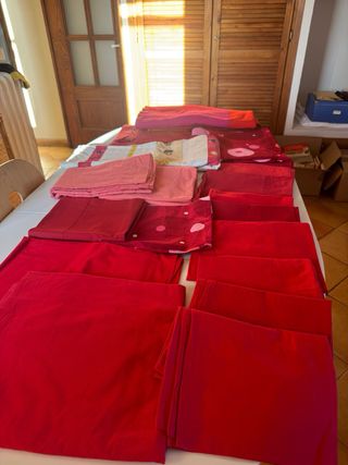 Lote Ropa Cama Algodón Roja Naranja