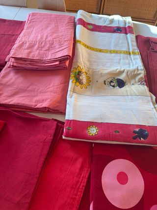 Lote Ropa Cama Algodón Roja Naranja