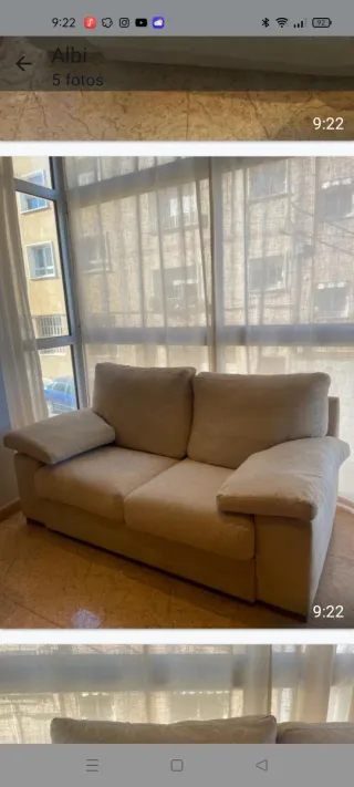 Sofá 2 plazas beige moderno