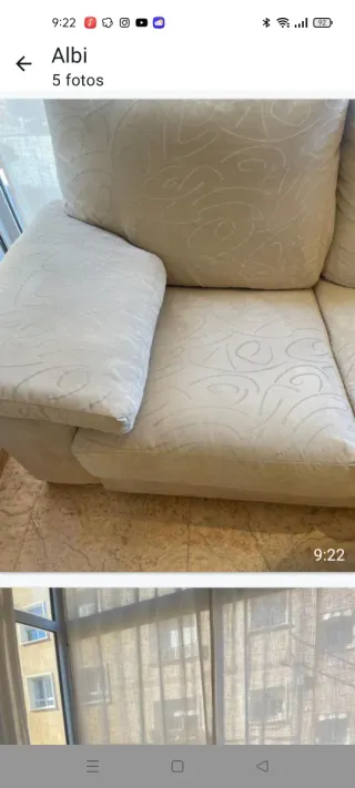 Sofá 2 plazas beige moderno