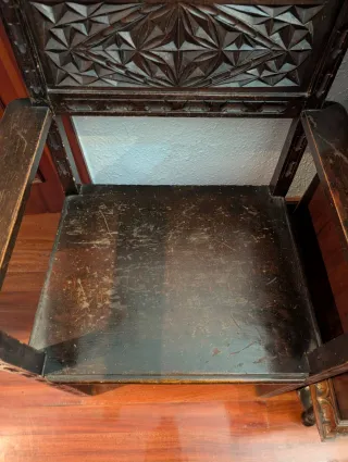 Pareja Sillas Madera Antiguas Talladas