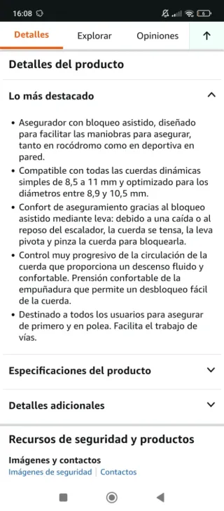 Dispositivo asegurador escalada Petzl Grigri