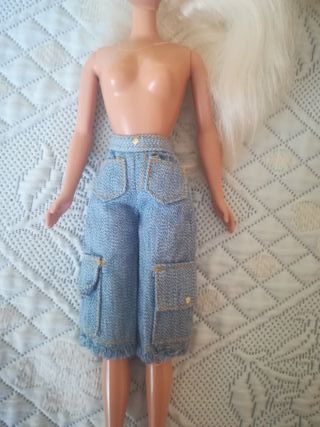 Calções de ganga para boneca