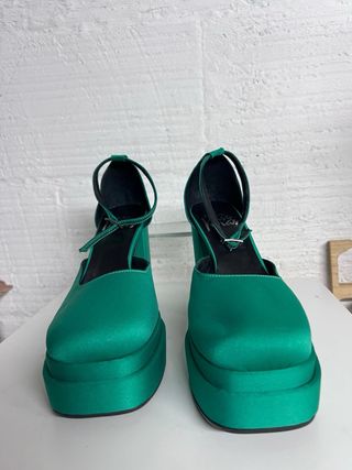 Zapatos Plataforma Un Paso Mas Verde T.37