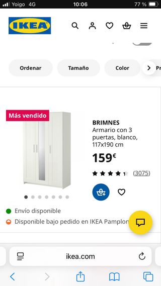 Armario Brimnes 3 puertas blanco