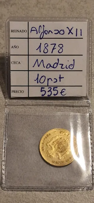 Moneda 10 Pesetas Oro 1878 Alfonso XII