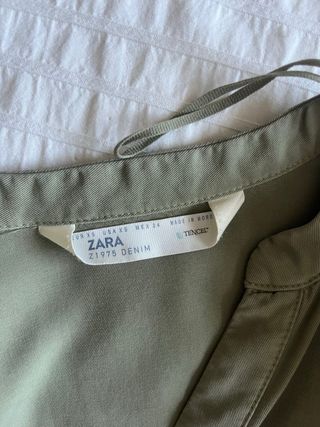 Camisa/Vestido Zara Verde Oliva con bolsillos.