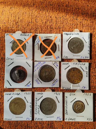 Lote monedas cooperativas antiguas