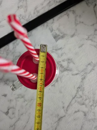 Bicchiere con tappo e doppia cannuccia