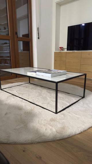 Tavolino Vetro e Metallo Nero Bianco