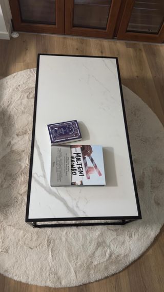 Tavolino Vetro e Metallo Nero Bianco