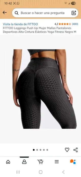 Leggings Push Up Negros Talla 42