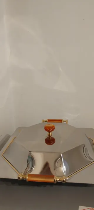 Risottiera vintage manici legno e oro