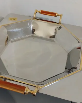 Risottiera vintage manici legno e oro