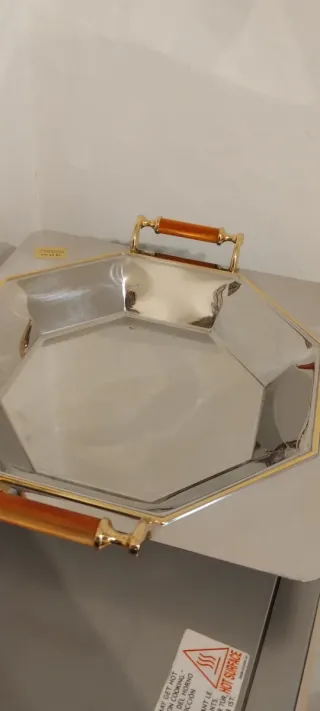 Risottiera vintage manici legno e oro