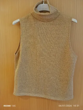 Top fiesta cuello alto dorado Vestido largo