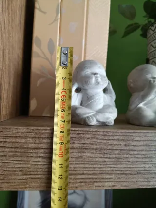 Set 3 Statue Bambini Buddha Pietra Grigio