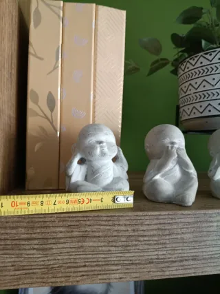 Set 3 Statue Bambini Buddha Pietra Grigio