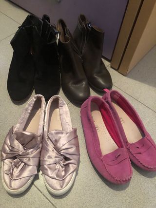Lote 3 pares zapatos y botas talla 38