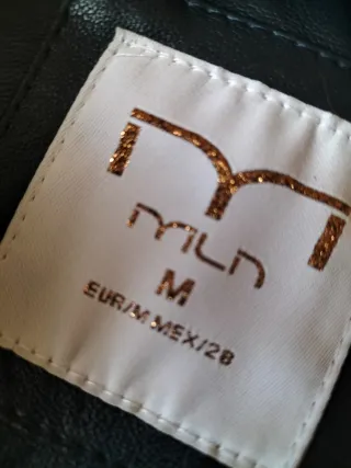 Chaqueta Cortefiel efecto piel azul mujer M