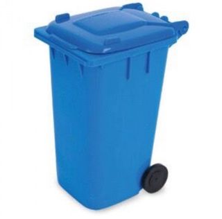 Porta Lápices con diseño de papelera de color azul