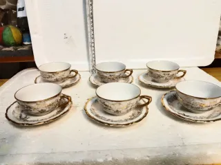 Servizio Tazze Porcellana Vintage Oro Bianco