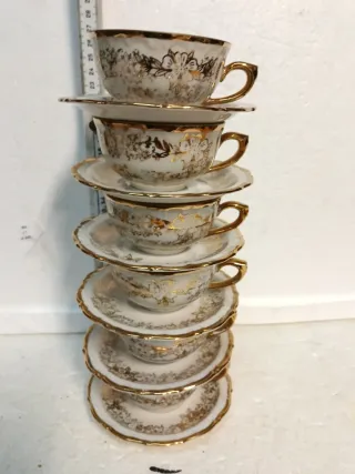 Servizio Tazze Porcellana Vintage Oro Bianco