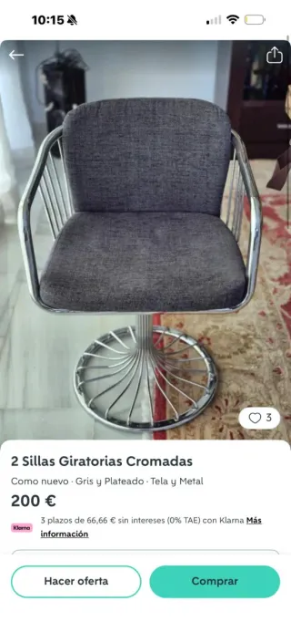 2 Sillas Giratorias Cromadas