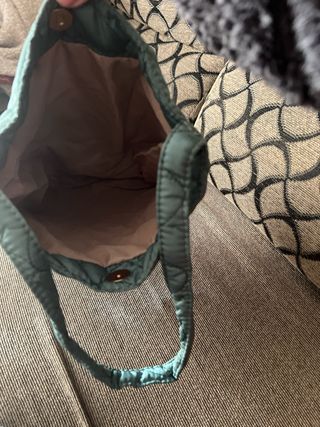 Bolso niña verde acolchado corazones