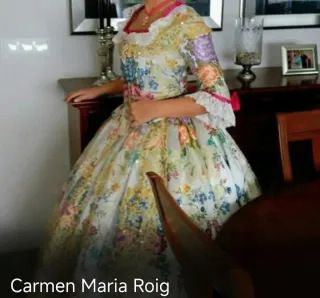 Traje de Fallera Teal y Blanco