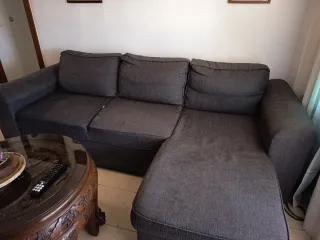 Sofá  cama modular gris de tela