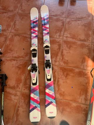 Esquís para mujer con fijaciones, 137 cm