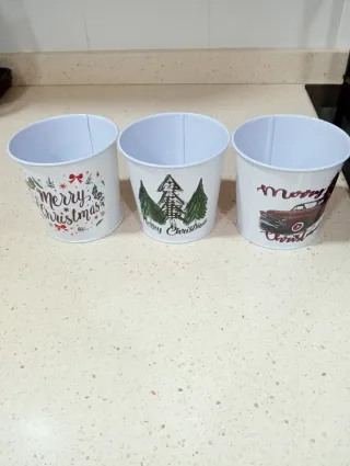 Juego 3 Cubre Macetas Metal Navidad