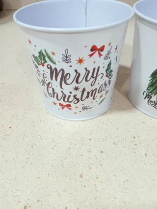 Juego 3 Cubre Macetas Metal Navidad