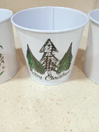 Juego 3 Cubre Macetas Metal Navidad