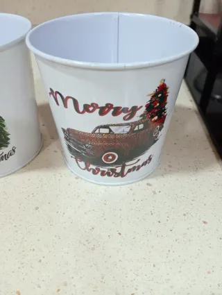 Juego 3 Cubre Macetas Metal Navidad